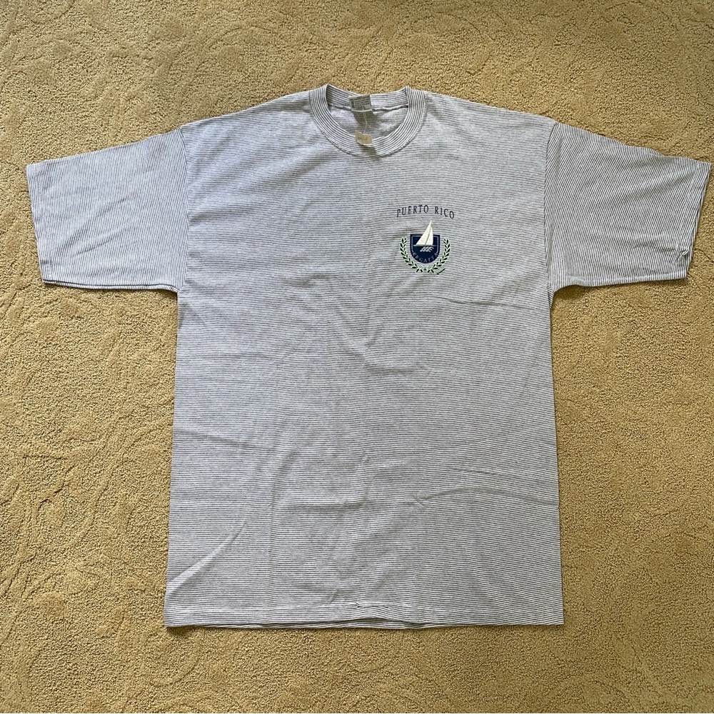 Vtg Cal Cru 90s Deadstock Puerto Rico Regatta Sailing Tee Stripe T-Shirt 1994 XL